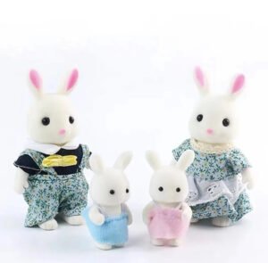 Familia completa de conejo blanco