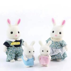 Familia completa de conejo blanco